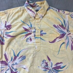 REYN SPOONER Vintage 60s Hawaiian Shirt Men XXL Yellow Floral Button Down Shirt